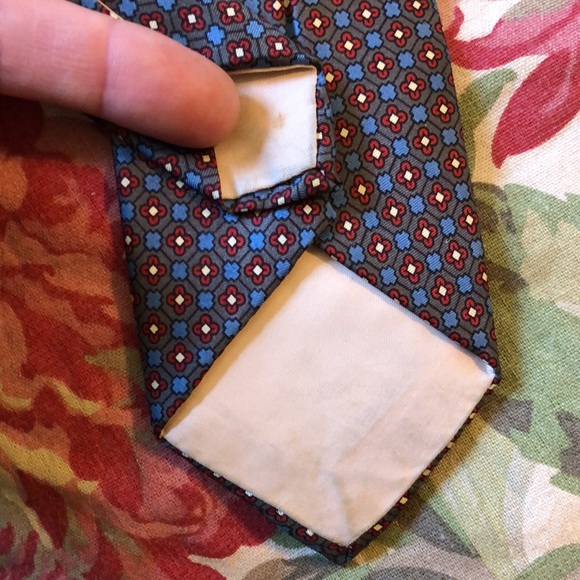 HARDY AMIES London Tie Floral Geometric 100% Silk Tie Classic Slim Career Casual - Picture 6 of 12